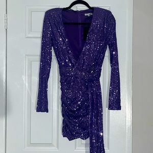 Purple sequin mini dress